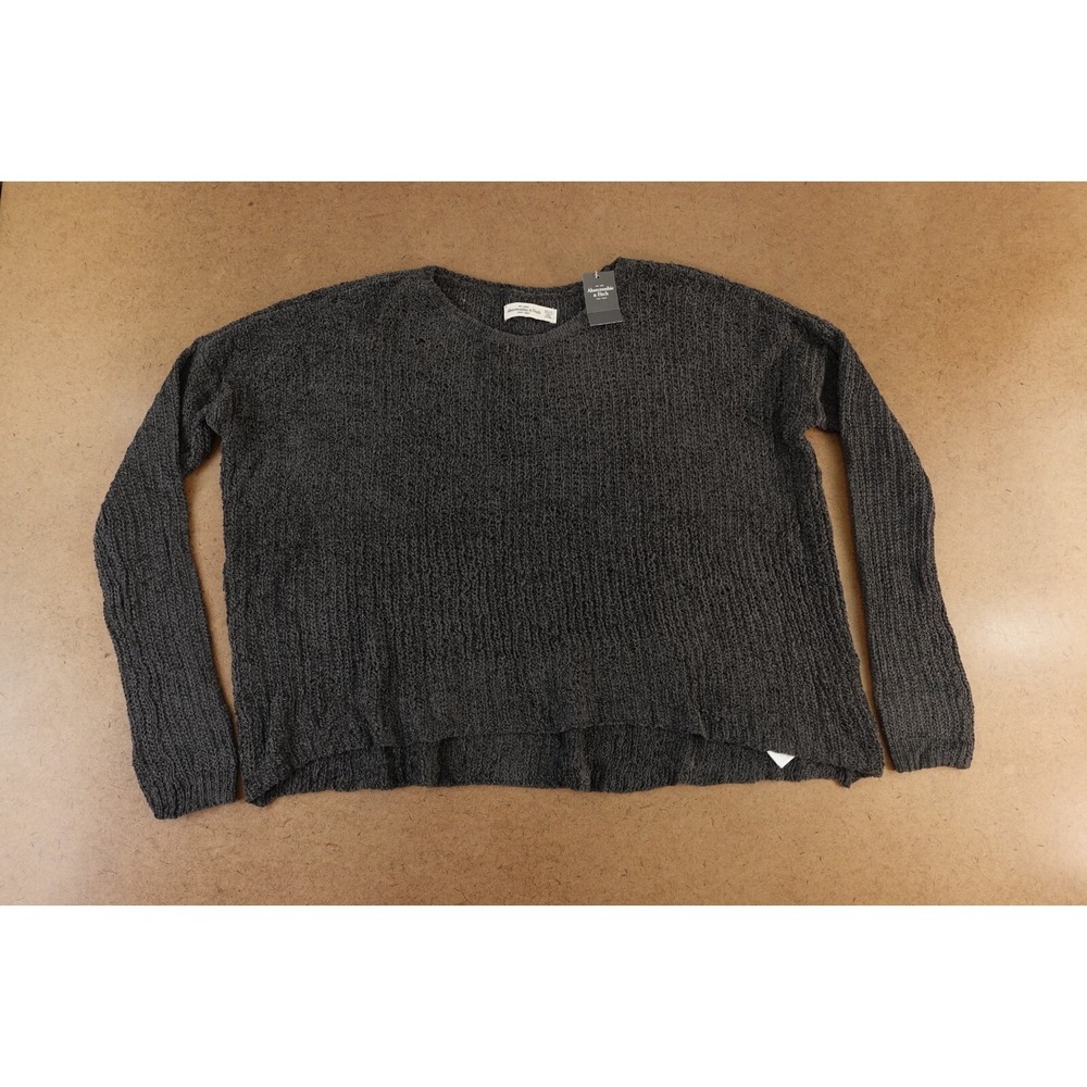 Abercrombie & Fitch Women's XS/S Gray Open Knit Long Sleeve Pullover Sweater NWT